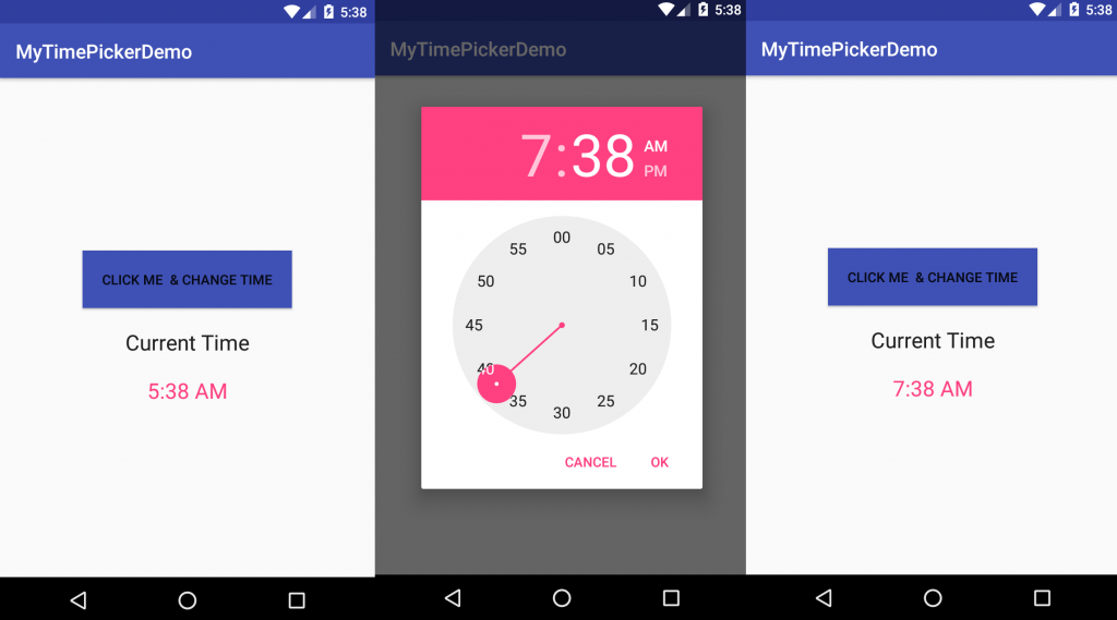 time picker in Android, How to Use Time Picker in Android to Pick Time By Hour and Minute